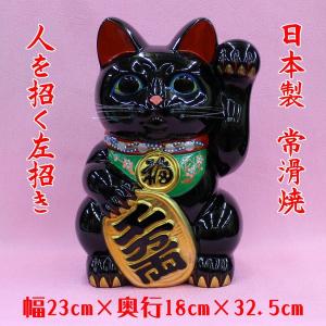 招き猫 白小判猫 8号 左手 金運 ギフト箱入り 常滑焼 置物