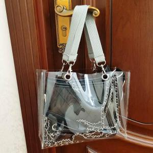 透明バッグ ビニールバッグ 男女兼用 トートバ...の詳細画像1