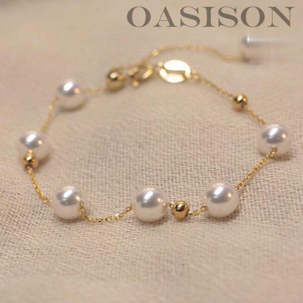 ブレスレット レディース パール 天然パール 淡水パール 14K アクセサリー ジュエリー 華奢見え...