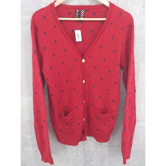 ◇ sounds good united arrows 星 総柄 長袖 カーディガン M レッド *
