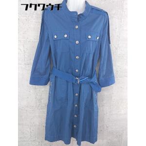 ◇ TOMMY HILFIGER トミーヒルフィガー ベルト付き 長袖 スプリング コート サイズL ブルー レディース