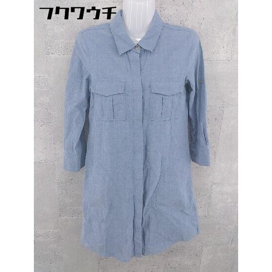 ◇ PLST 長袖 膝丈 サイズ2 ブルー レディース プラステ シャツ ワンピース