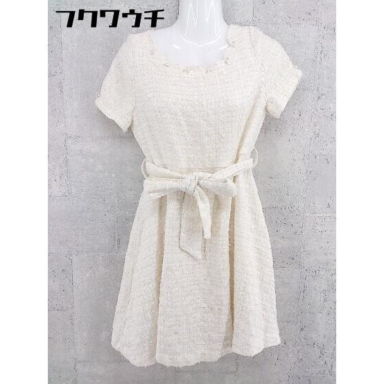 ◇ ◎ Cherite by PRIME PATTERN ウエストリボン付 ラインストーン 半袖 膝...