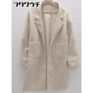 ■ ◎ JUNOAH ジュノア タグ ウエストリボン付 長袖 ガウン コート サイズM ライトベージュ系 レディース
