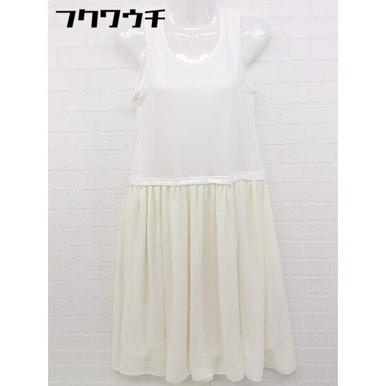 ◇ rps アールピーエス 切り替え ノースリーブ 膝下丈 ワンピース サイズM ホワイト系 レディ...