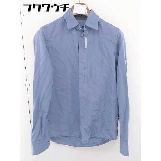 ◇ ABAHOUSE アバハウス ラウンドヘム 長袖 シャツ サイズ 4 ブルー メンズ