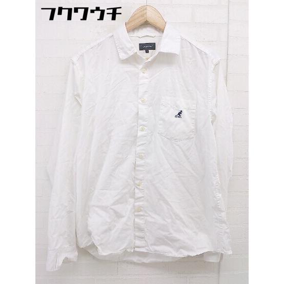 ◇ KANGOL カンゴール ロゴ 刺繍 長袖 シャツ サイズL ホワイト メンズ