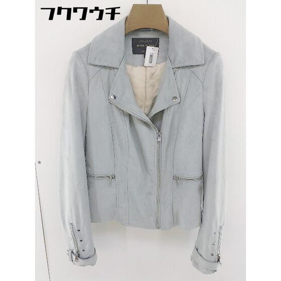 ◇ River Island ピーチスキン ジップアップ ライダース ジャケット サイズUK8 グレ...