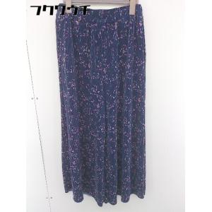 ◇ niko and … ニコアンド 花柄 フラワー ウエストゴム ワイドパンツ サイズ 3 ネイビー レディース