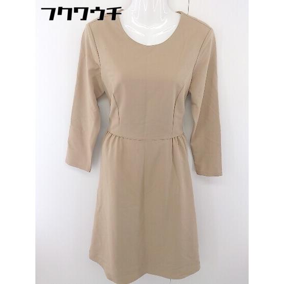◇ ◎ R-ISM リズム 長袖 膝下丈 ワンピース ベージュ レディース
