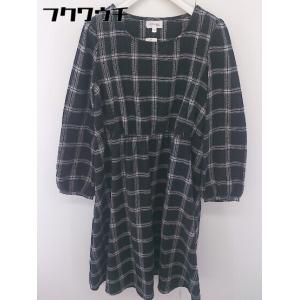 ◇ OLIVE des OLIVE チェック 授乳口付き 長袖 膝丈 マタニティ ワンピース サイズM ブラック ホワイト レディース