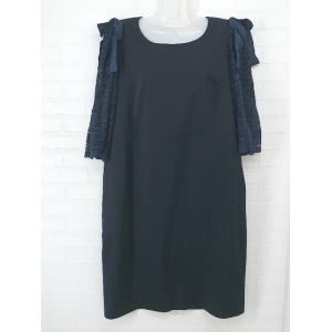 ◇ Sweet Mommy スウィートマミー マタニティ レース 切替 七分袖 ミニ ワンピース サイズL ネイビー レディース