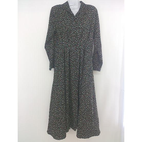 ◇ rps アールピーエス 花柄 フラワー 長袖 ロング ワンピース サイズM ブラック マルチ レ...