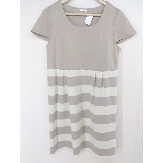 ◇ ELLE エル マタニティ 半袖 ミニ チュニック ワンピース サイズM-L ベージュ系 レディ...