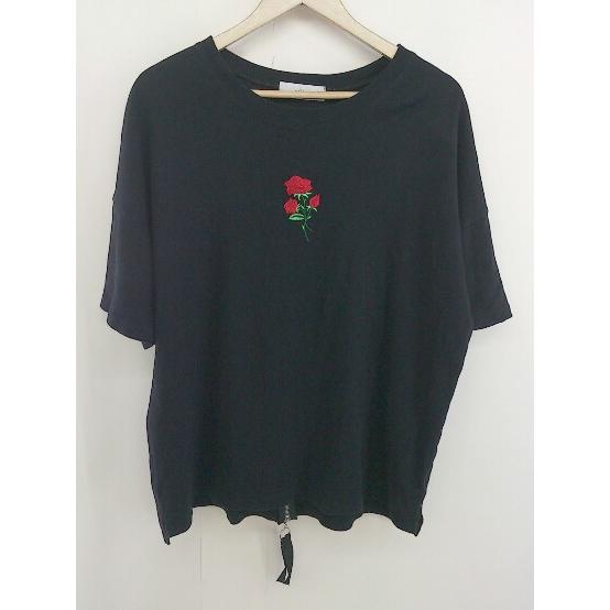 ◇ ADRER アドラー 薔薇 刺繍 半袖 Tシャツ カットソー サイズS ブラック メンズ