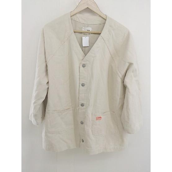 ◇ Java ジャバ 大きいサイズ 長袖 ノーカラー ジャケット サイズXL ベージュ レディース