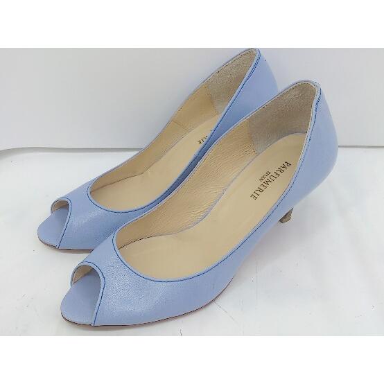 ◇ PARFUMERIE STUDY オープントゥ ヒールパンプス サイズ35 ミルキーパープル レ...