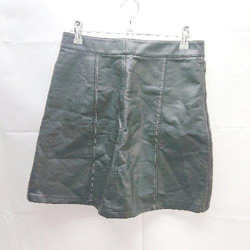 ◇ ZARA BASIC ザラベーシック フェイクレザー 無地 ミニ 台形 スカート サイズS ブラ...