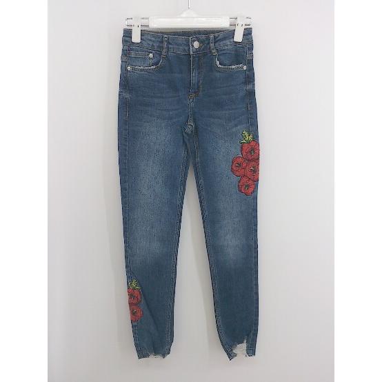 ◇ ZARA trafaluc denimwear ダメージ 花刺繍 スキニー デニム パンツ サイ...