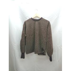 ◇ I_am クルーネック　ジップアップ　ヘリンボーン 長袖 ロングTシャツ サイズF ブラウン系 ...