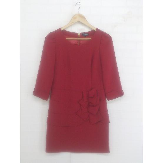 ◇ Riccimie NEW YORK リボン 七分袖 ミニ ワンピース サイズ1 レッド系 レディ...