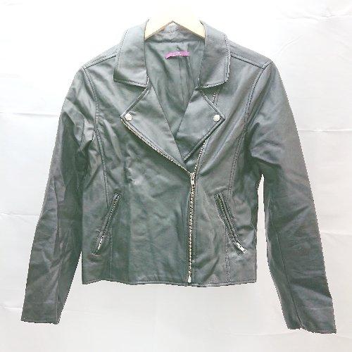 ◇ ITEMS レザー ジャケット 甘辛MIX アメカジ 長袖 ライダース サイズM ブラック レデ...