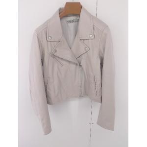 ◇ niko and … ニコアンド フェイクレザー 長袖 ライダースジャケット サイズM ピンクベージュ系 レディース E