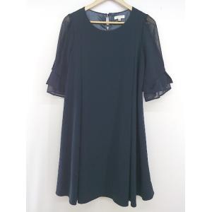 ◇ LOVEMIC マタニティ 授乳服 切替 レース 七分袖 ミニ ワンピース サイズL ネイビー系 レディース P