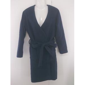 ■ ◎ Shelly island シェリーアイランド 長袖 ノーカラー ガウンコート サイズ M ネイビー レディース E