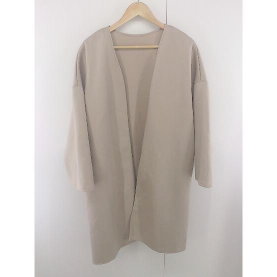 ◇ rps アールピーエス ノーカラー ロング 長袖 コーディガン サイズM ベージュ系 レディース...