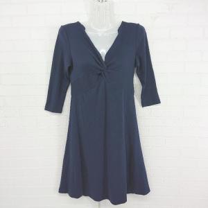 ◇ ◎ ●未使用● Sweet Mommy Vネック 絞りデザイン マタニティ 七分袖 ミニ ワンピース サイズM ネイビー レディース E