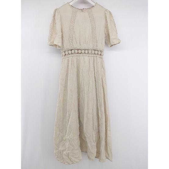 ◇ amerge アメルジュ バックジップ 夏コーデ ナチュラル 半袖 膝下丈 ワンピース サイズM...