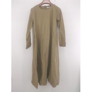 ◇ CUORE STORE クオーレストア ナチュラル シンプル 長袖 膝下丈 ワンピース サイズF カーキ系 レディース P