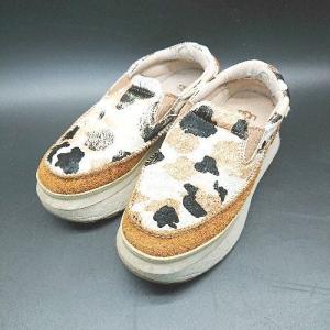 ◇ UGG アグ カウプリント 厚底 ストリート カジュアル クッション性 スリッポン サイズ24.0 ブラウン系 レディース E