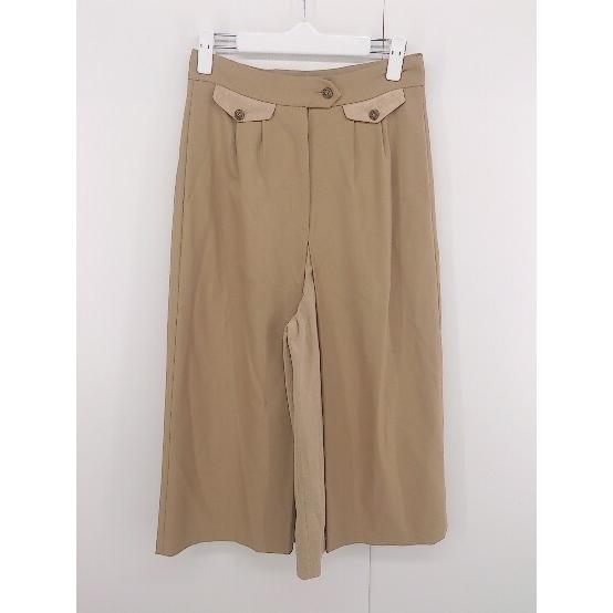 ◇ AMERI アメリ スウェード調 切替 デザイン ワイド パンツ サイズＭ ベージュ レディース...