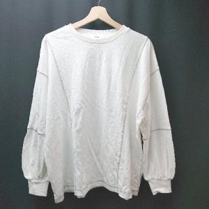◇ niko and ラウンドネック オーバーサイズ　ボリューム袖 長袖 トレーナー サイズF ホワイト レディース E