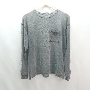 ◇ STUSSY ステューシー クルーネック 胸ポケット プリント ブランドロゴ 長袖 カットソー サイズM グレー レディース E