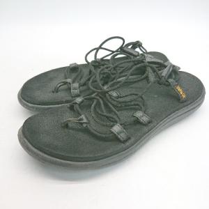 ◇ Teva テバ ゴムストラップ 夏物 涼しげ カジュアル ロゴワンポイント サンダル 表記なし ブラック レディース E