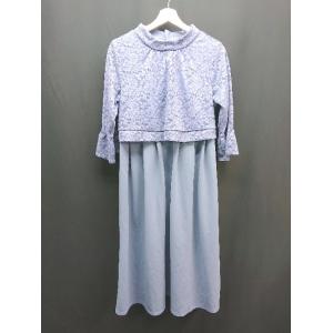 ◇ Rasemaleme マタニティクローズ フェミニン 長袖 ロング丈 ワンピース サイズM〜L ベイビーブルー レディース E