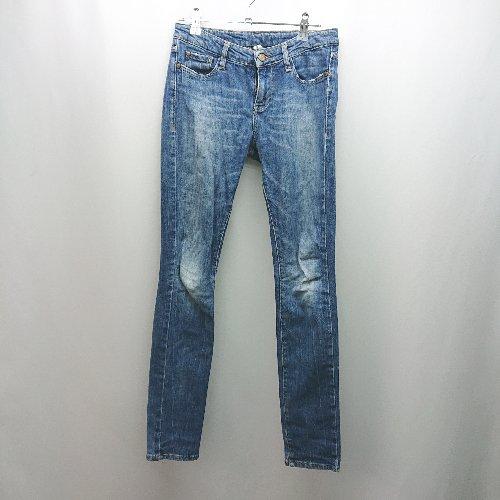 ◇ ACQUAVERDE 無地 ウォッシュ加工 スキニー デニムパンツ サイズ25 インディゴ レデ...
