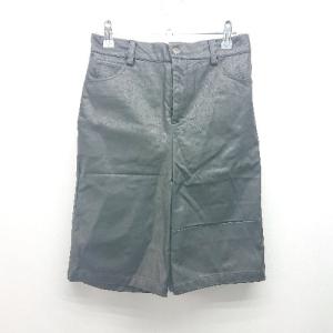 ◇ JEANASIS カジュアル レザー 皮 ハード モノトーン　バックゴム ハーフパンツ サイズF ブラック レディース E