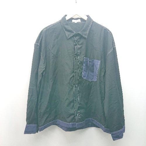 ◇ INTER FACTORY ステッチ ボタン 胸ポケット 薄手 カジュアル オシャレ 長袖 シャ...