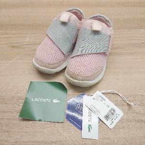 ◇ ◎ LACOSTE ラコステ キッズ ロゴ かわいい カジュアル スニーカー シューズ サイズ23A ピンク グレー レディース E