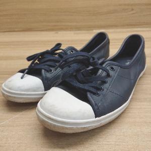 ◇ LACOSTE ラコステ クロコダイル ワンポイント スリッポン ロ−カットスニーカー サイズUK3.5 ネイビー系 レディース E