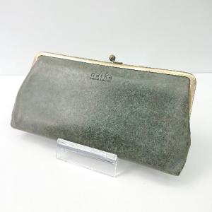 ◇ nafka ナフカ NFK-72001 牛革 日本製 モストロレザ− ギャルソン 長財布 グリ−ン系 レディース E