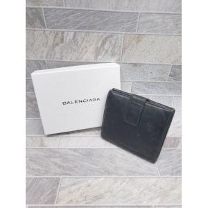 ◇ ◎ BALENCIAGA シンプル 定番 二つ折り ブラック系 メンズ P バレンシアガ 財布