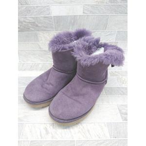 ■ UGG アグ ボア minibailey bow2 ブーツ ショートブーツ サイズ22.0 パープル レディース P