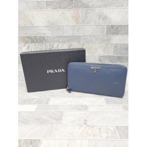 ◇ ◎ PRADA プラダ 三角ロゴ オーガナイザー ドキュメントケース 長財布 ネイビー メンズ ...