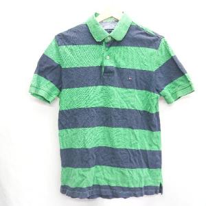 ◇ TOMMY HILFIGER トミー ヒルフィガー 半袖 ポロシャツ サイズS/P グリーン ネイビー メンズ E