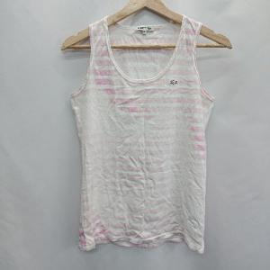 ◇ LACOSTE ラコステ ボーダー柄 ワンポイント おしゃれ タンクトップ サイズ38 ピンク系 レディース E